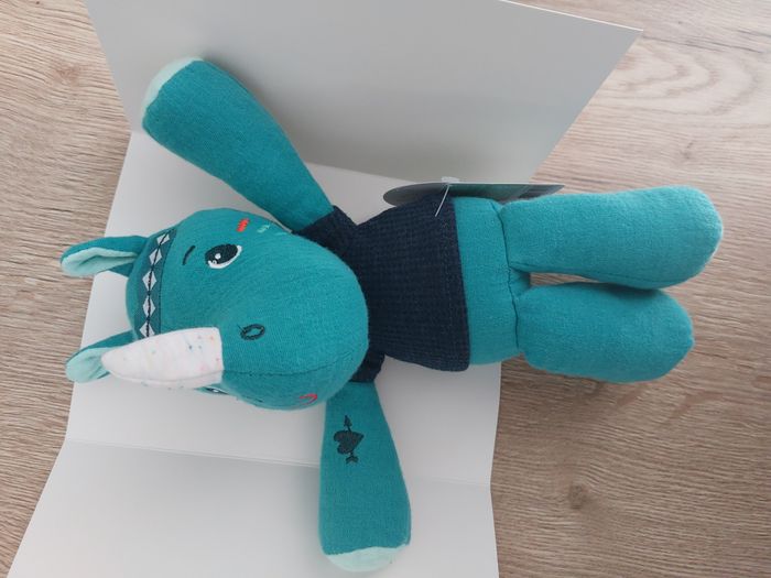 Peluche Lilliputiens rhinocéros bleu Marius - photo numéro 2