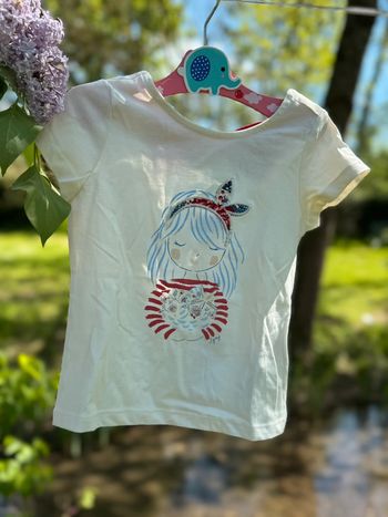 Magnifique t-shirt manches courtes 3 ans sergent major fille noeud dos neuf avec étiquette