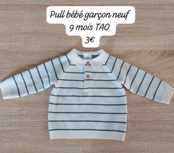 Pull bébé garçon TAO 9 mois neuf