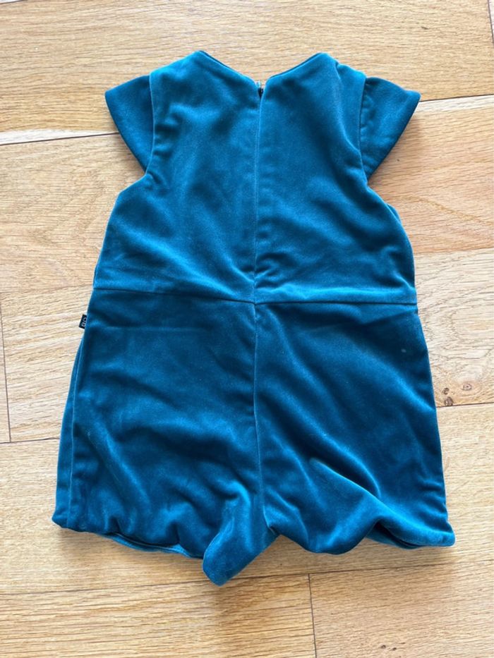 🍼 Combinaison barboteuse Obaïbi velours vert canard – 12 mois - photo numéro 3