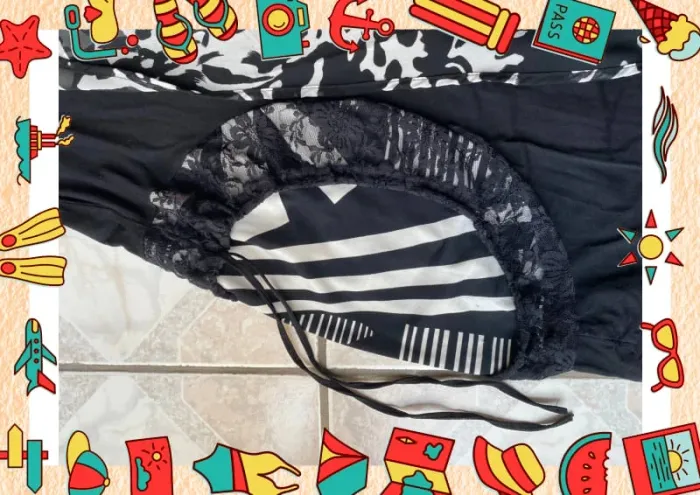 Tunique dentelle et imprimé blanc noir - photo numéro 5