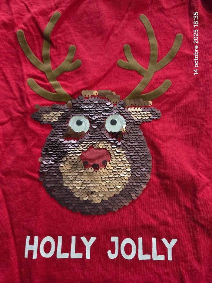 T-shirt manches longues Renne de Noël - photo numéro 2