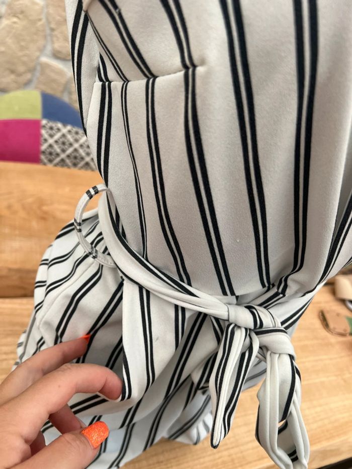 Combinaison short été Combi à rayures femme blanche noire M 38 - photo numéro 8