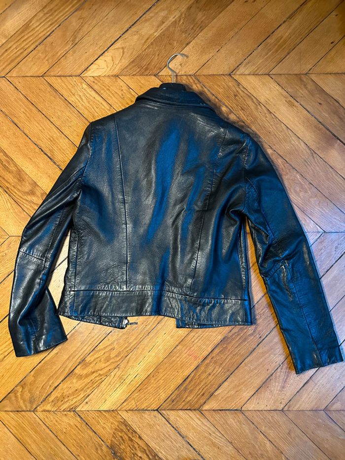 Veste en cuir véritable Zara taille 38/40, couleur noire - photo numéro 4