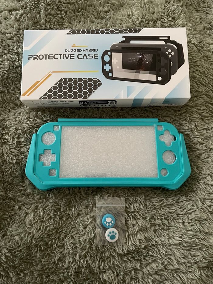 Coque pour Switch Lite bleu turquoise avec protège joysticks - photo numéro 2