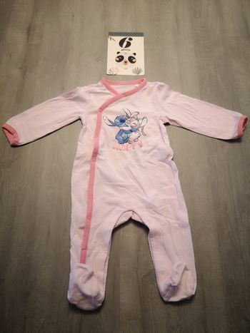 Pyjama stitch rose 1 pièce 6 mois