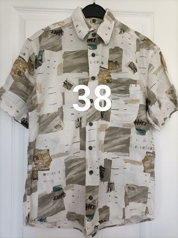 Chemise vintage M beige marron Jean Chatel