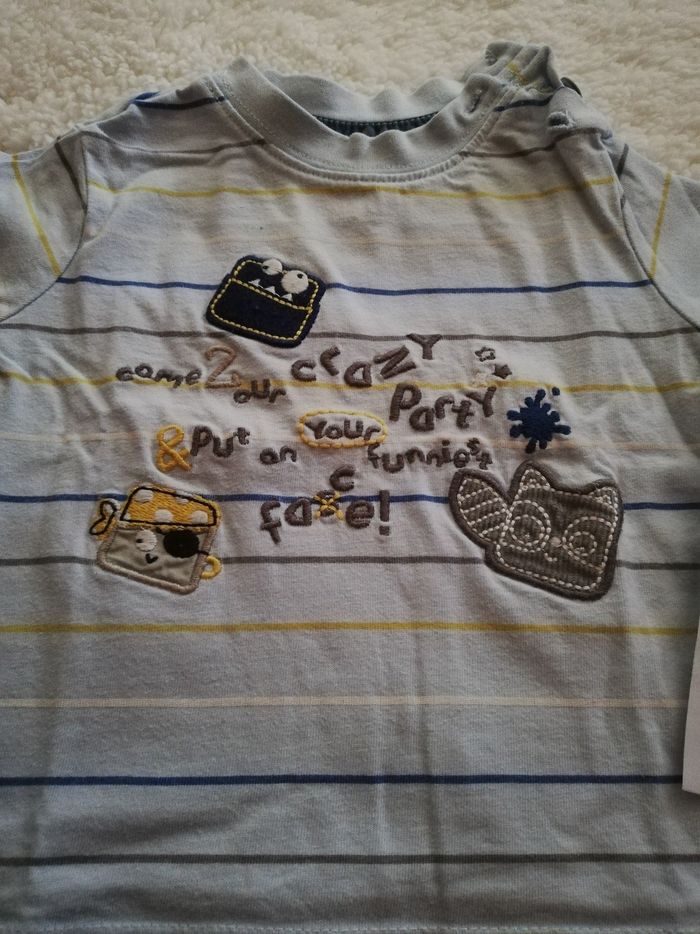 Tee shirt manche longue garçon 6 mois bleu baby club - photo numéro 2