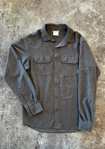 Chemise manches longues nylon grise homme Omni Wick Columbia taille S Men shirt Herrenhemd