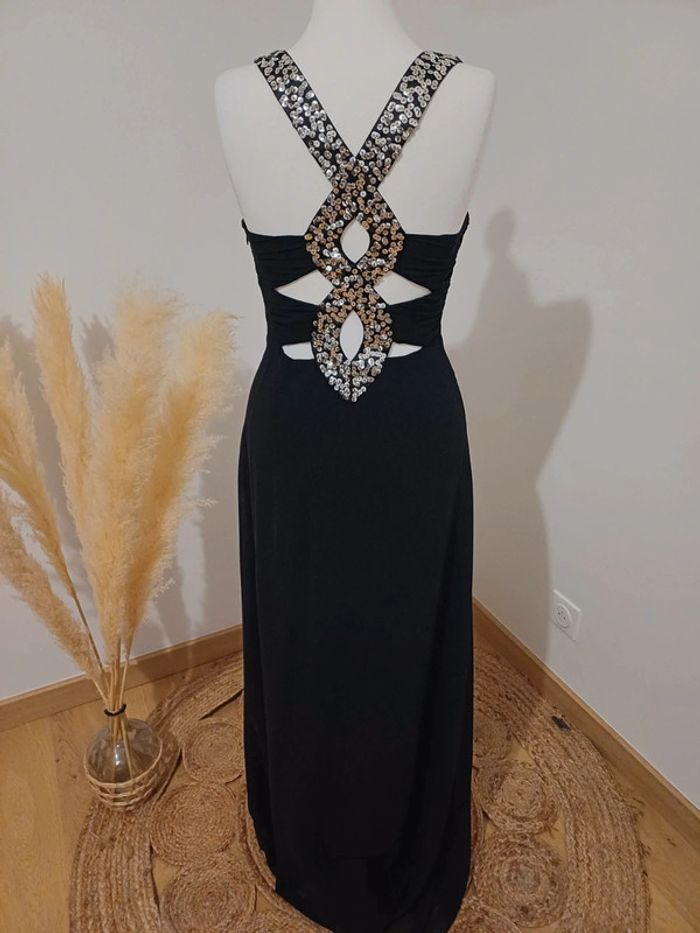 Robe longue noire de soirée/cocktail avec sequins Lipsy taille XS 34 - photo numéro 7