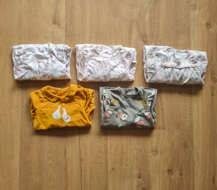 Lot de 5 pyjamas, bébé fille, taille 9/12 mois (Vertbaudet, Petit Beguin, Obaibi)