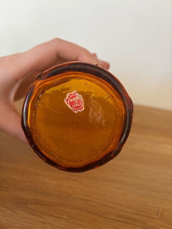 Vintage lot de 6 verres fabrication italienne effet texturé vert et ambre - photo numéro 9