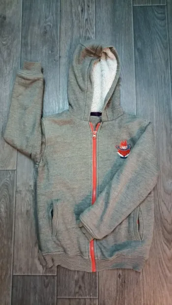 pull gilet zippé à capuche matière sweat  9 ans  Sergent major gris
