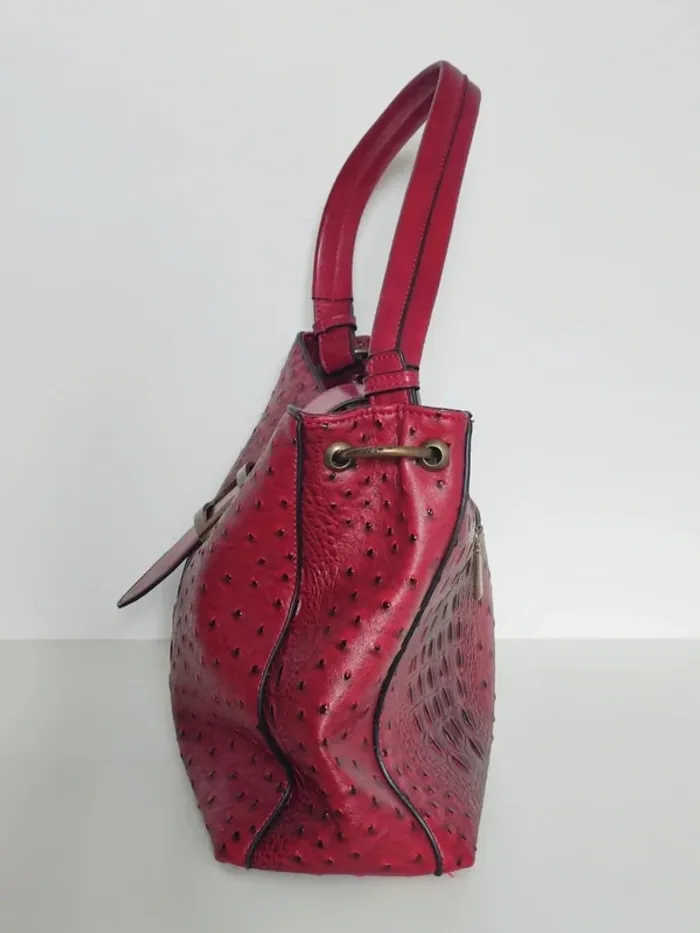 Sac effet cuir bordeaux point relief noir / Mandoline - photo numéro 6