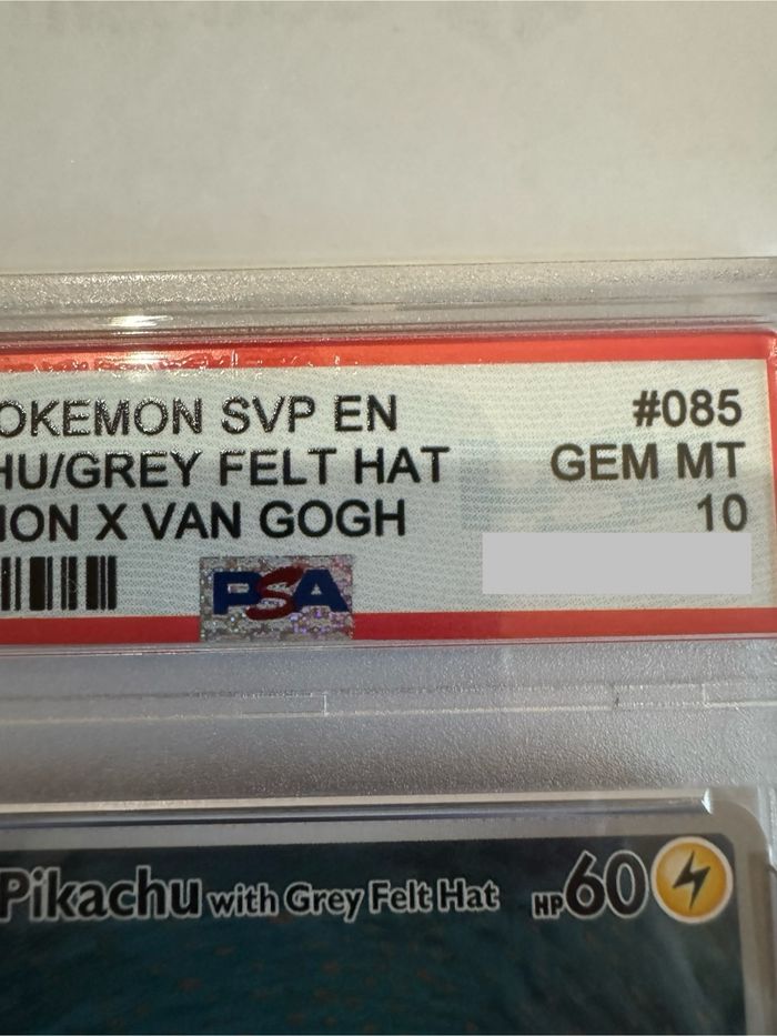 Carte Pokémon van gogh grey felt hat PSA 10 Année 2025 nouveau boîtier sécurisé - photo numéro 4