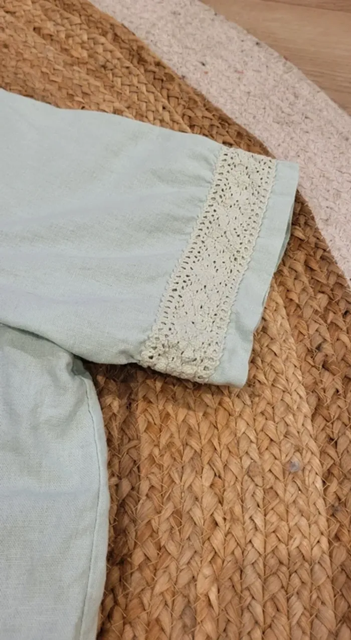 Chemise légère Damart brodée - Taille 52 - Vert pastel - Très bon état - photo numéro 4