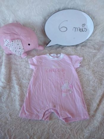 Combinaison barboteuse été Fille 6 mois "My heart Chicco" cœur 100% coton