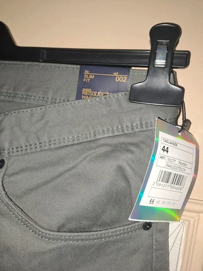 Pantalon homme gris neuf avec étiquette slim fit 40 France (44 Italy) Pizza Italia qualité - photo numéro 4