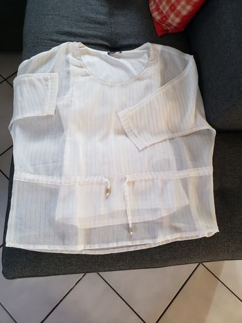 Blouse blanche rayures dorées 