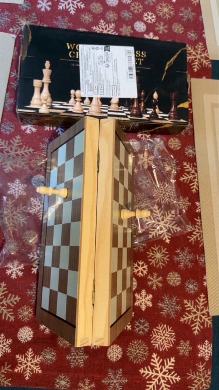 Jeu d'échecs magnétique 29 cm bois - photo numéro 3