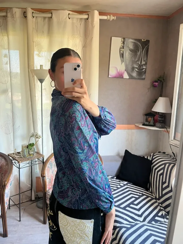 Blouse old money vintage fleurie coquette y2k à nouer - photo numéro 3