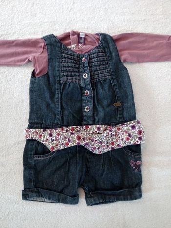 Ensemble Salopette short + tee-shirt Sergent Major 6 mois (réf perso F-C53)(familleac72)