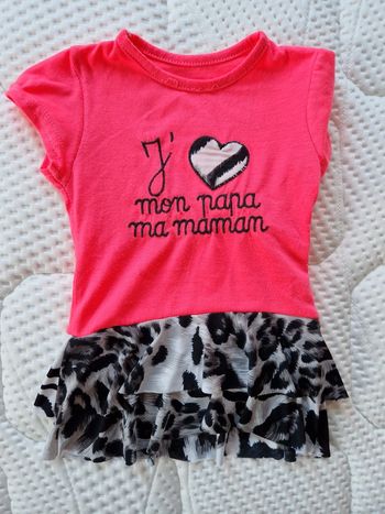 Robe manches courtes rose noir 6 mois