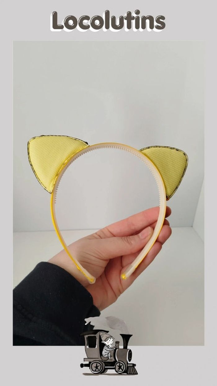 🚂 Serre-tête chat - doré à sequins - photo numéro 5