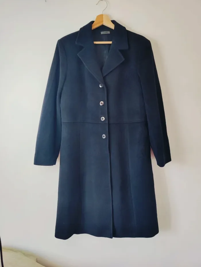 Manteau noir Carbone T.42 / Laine et Mohair