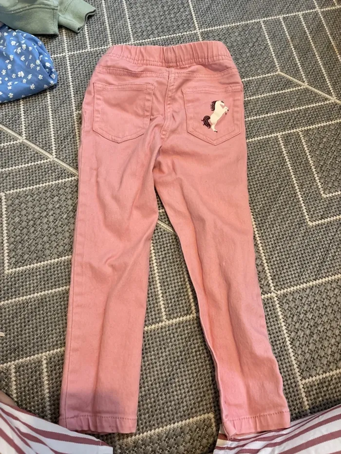 Pantalon jean rose licorne 2/4 ans fille - photo numéro 2