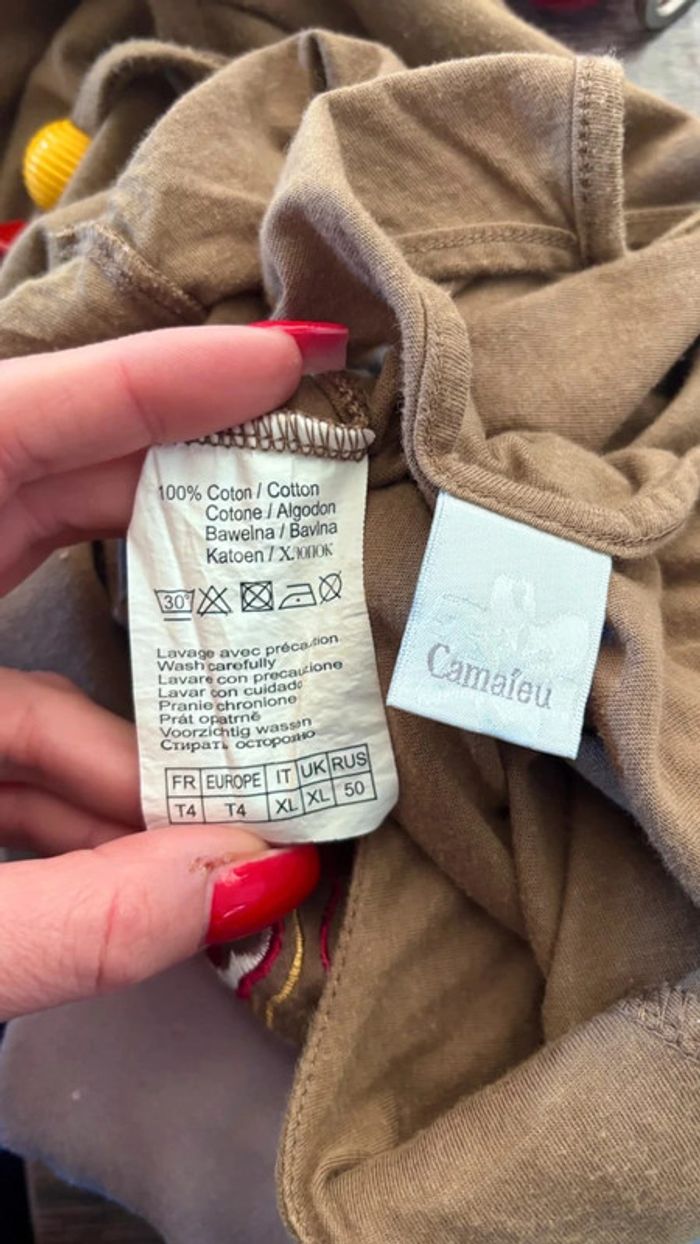 💕 blouse kaki d’été doublé bretelles avec perles taille 42 xl #camaieu - photo numéro 7