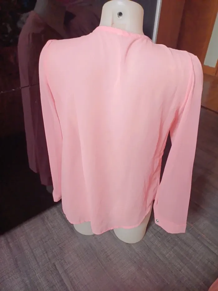 Jolie blouse rose zippée en voile taille M - photo numéro 3