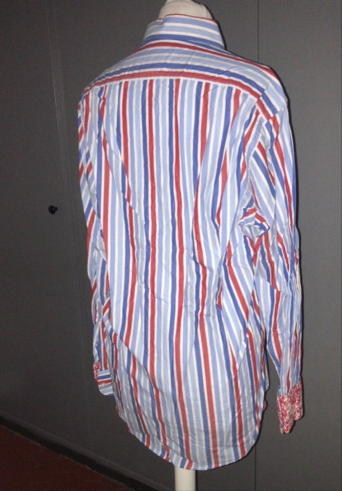 🩳 Chemise homme OLYMP Casual – rayures bleu, blanc et rouge – taille S - photo numéro 5