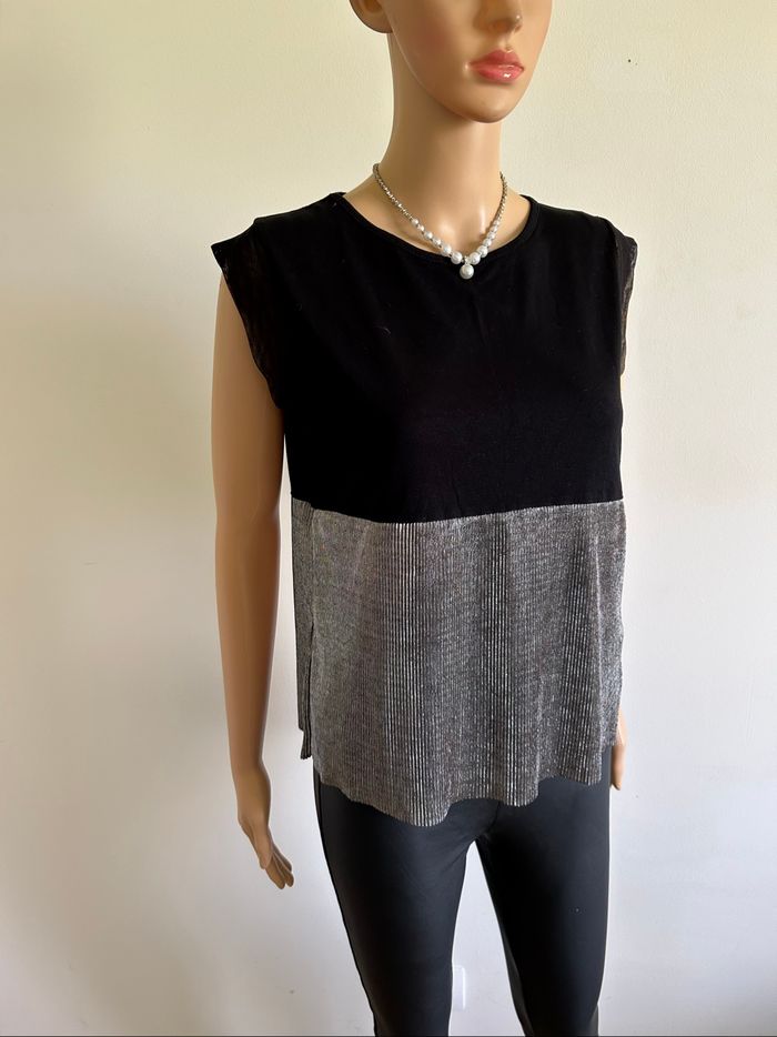 Blouse noire et argentée sans manches Morgan taille XS jamais portée - photo numéro 2