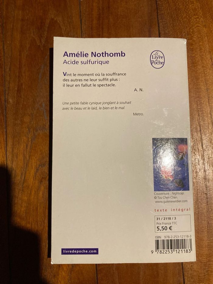 Livre Acide sulfurique Amelie Nothomb - photo numéro 2