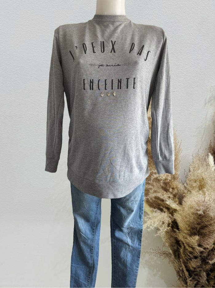 Joli pull sweat femme de grossesse gris T40/L
