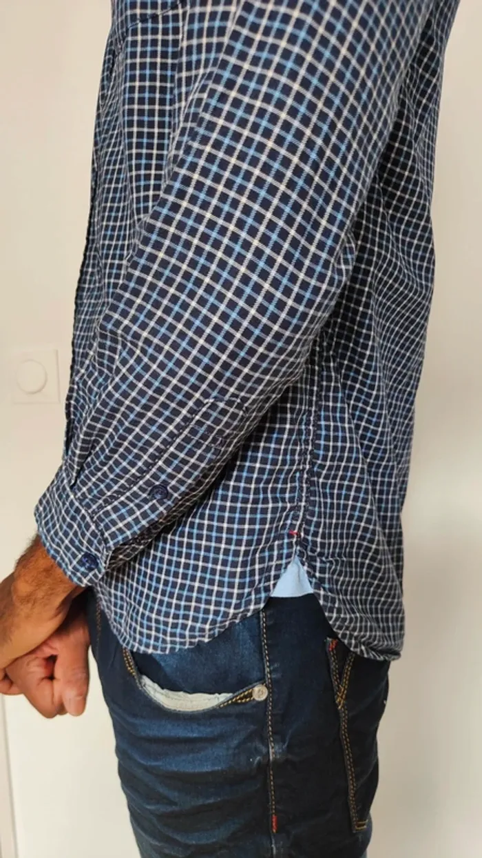 Chemise homme Tommy Hilfiger à carreaux bleu marine – élégante & casual - photo numéro 7