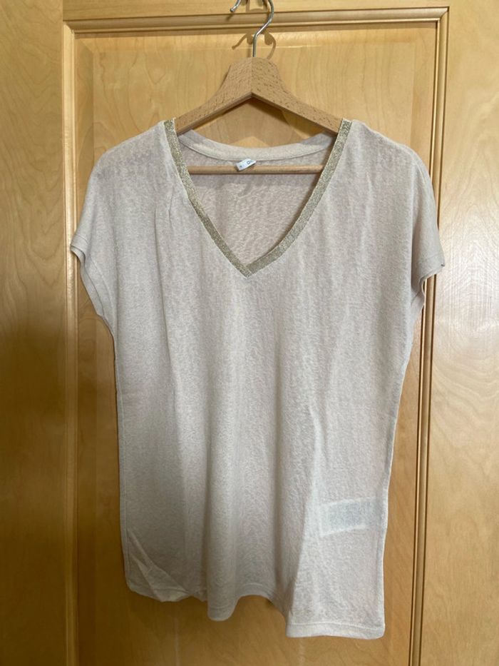 Teeshirt beige effet lin only