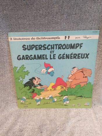 Vinyle les Schtroumpfs "Superschtroumpfs et gargamel le généreux"