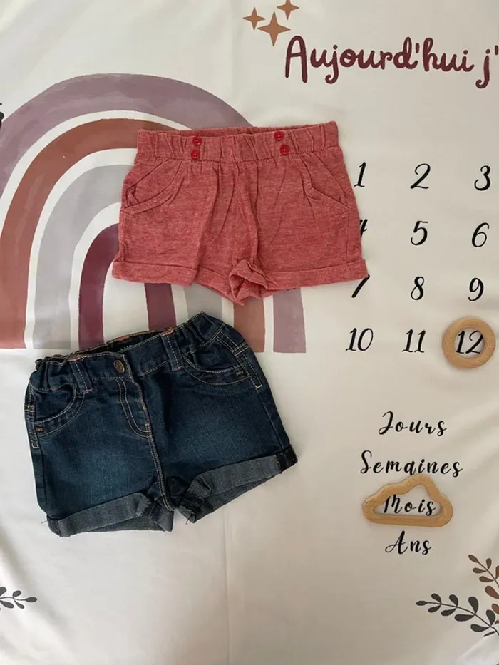Lot de 2 shorts bébé fille – Taille 12 mois / 76 cm