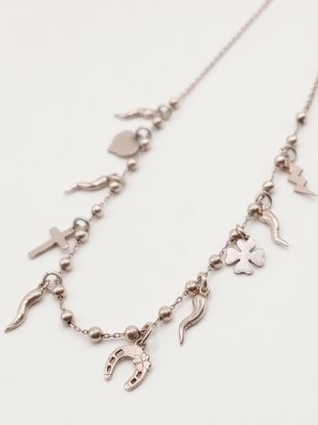 Collana argento 925 color oro rosa portafortuna ciondoli ci