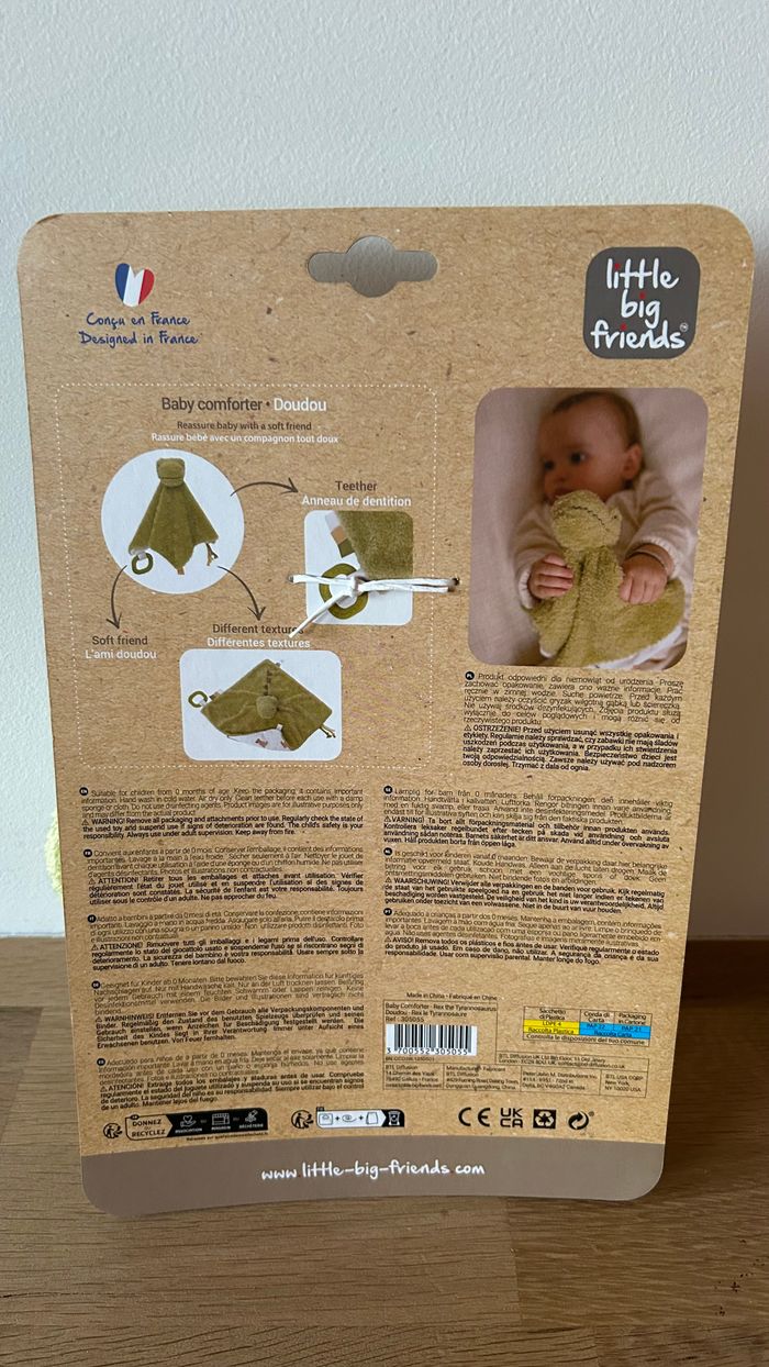 Doudou bébé Rex le Tyrannosaure de Little Big Friends NEUF - photo numéro 4