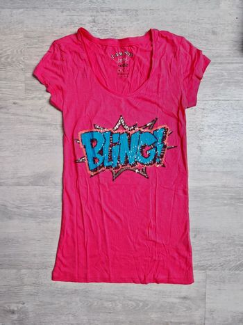 Tee-shirt rose avec sequins Undiz XS neuf