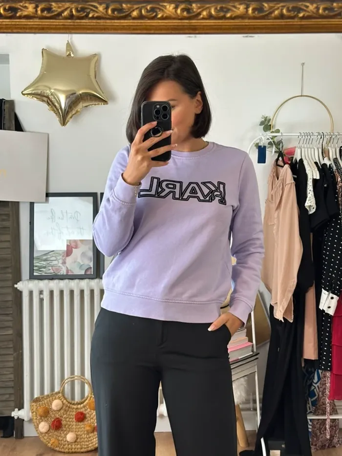 Sweat Karl Lagerfeld mauve taille 36 - photo numéro 2