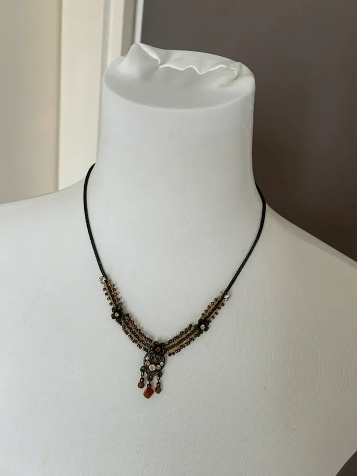 Collier femme, bijoux, ancien en perles brillantes - photo numéro 2