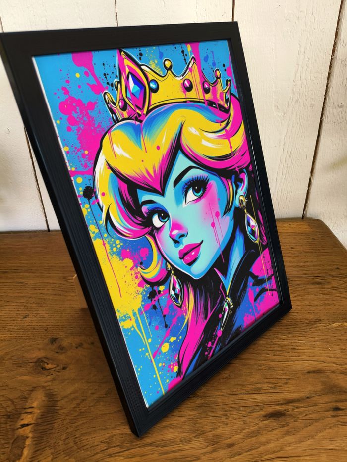 Affiche poster A4 (21×29,7 cm) art mural pop art coloré Princesse Peach déco chambre salon - photo numéro 2