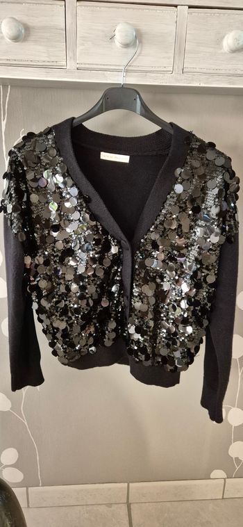 Gilet noir sequins fête