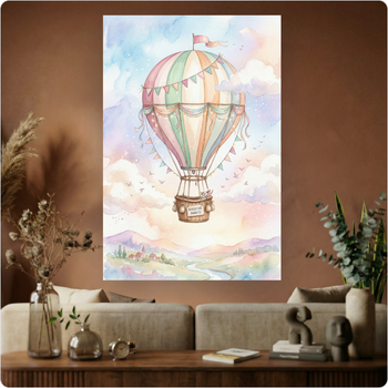 Affiche montgolfière aquarelle "Montgolfière Pastel" déco murale enfant A3 Sans cadre