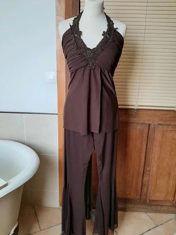 Ensemble pantalon et haut dos nu marron Taille 38