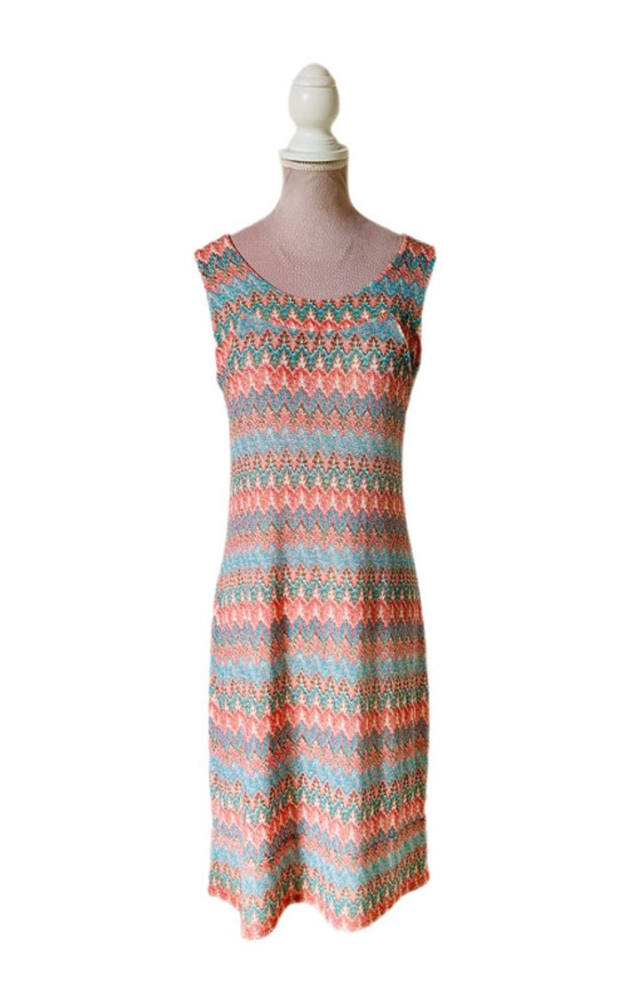 🧡🌞Robe vintage lurex hippie chic retro funky soul summer dress🌞🩵 - photo numéro 13